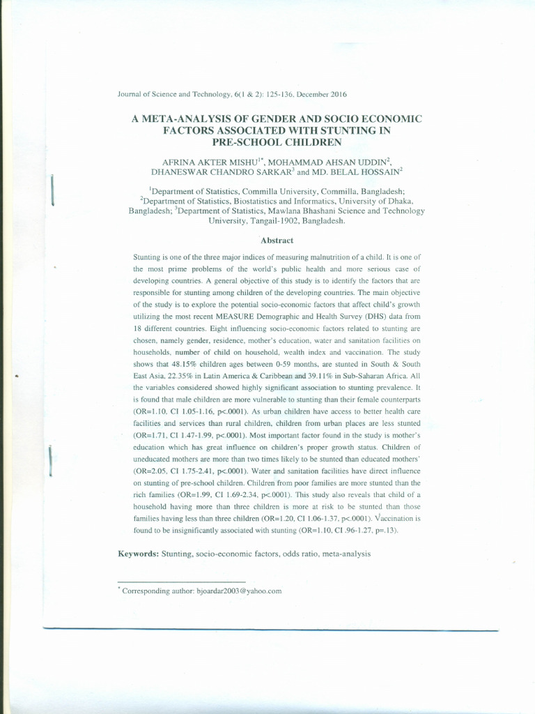 Meta Analysuis of Gender and Other Socio-Econominc Factors (HC) | PDF