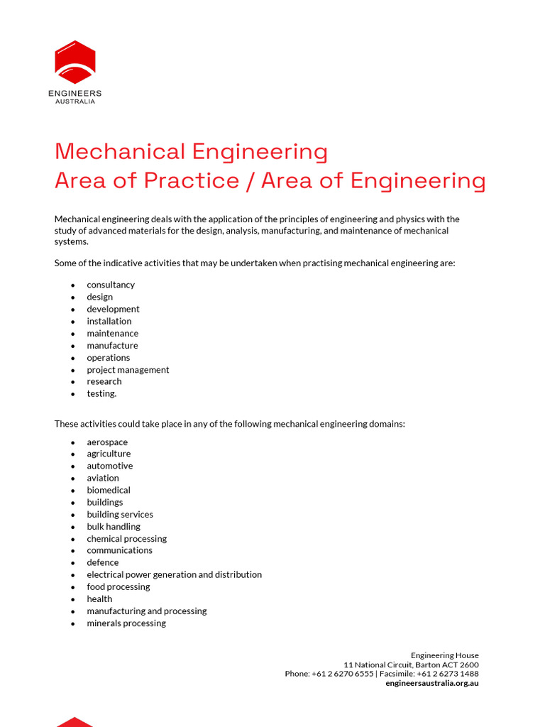 Mechanical Engineering Overview and Application | PDF | Engineering ...