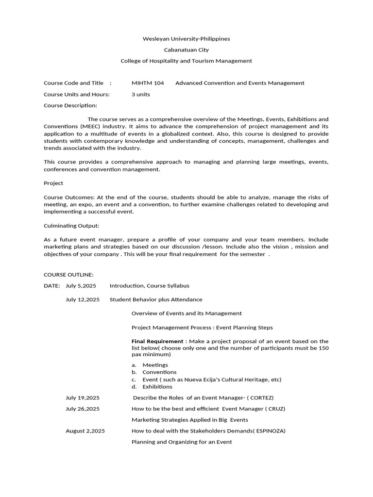 Advanced Event Management Course | PDF | Business