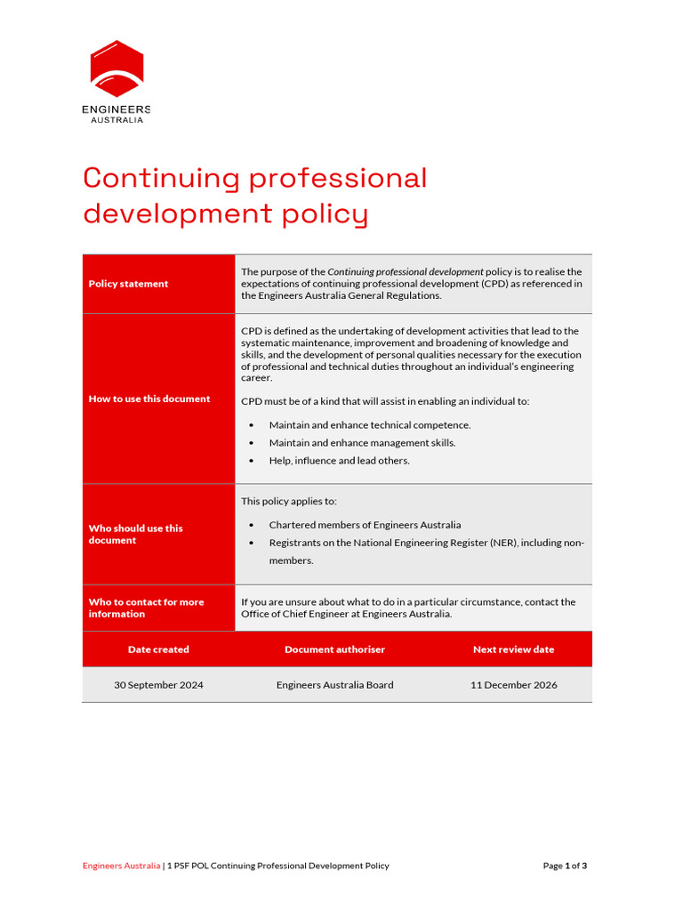 Continuing Professional Development Policy v2 1 | PDF | Professional ...