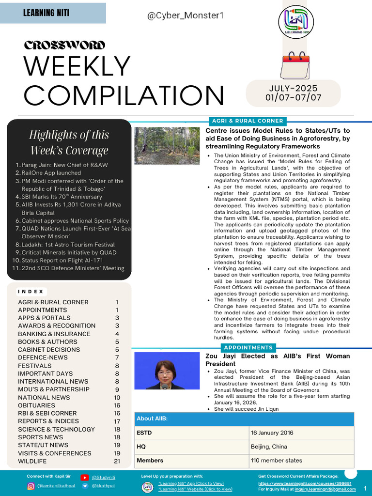 Current Affairs Weekly Update | PDF