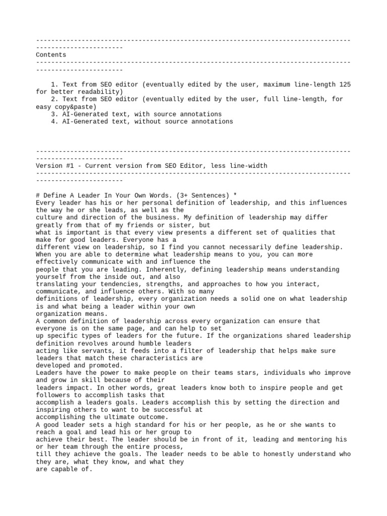 Define A Leader in Your Own Words 3 Sentences | PDF | Leadership ...