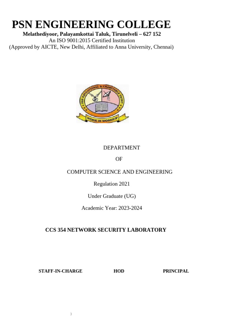 Ccs354 Network Security Laboratory | PDF | Internet Protocol Suite ...