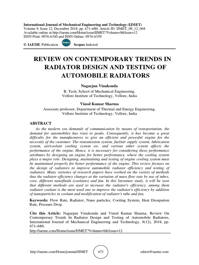 Trends in Automobile Radiator Design | PDF | Radiator | Heat Transfer
