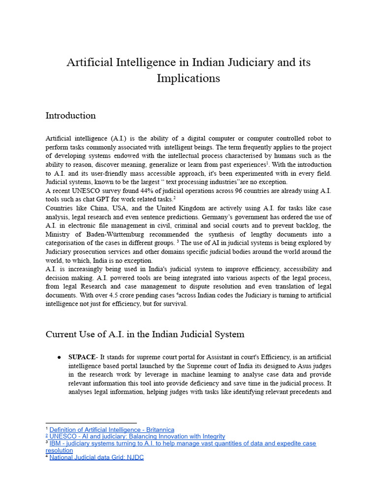 AI's Role in Indian Judiciary Insights | PDF | Artificial Intelligence ...