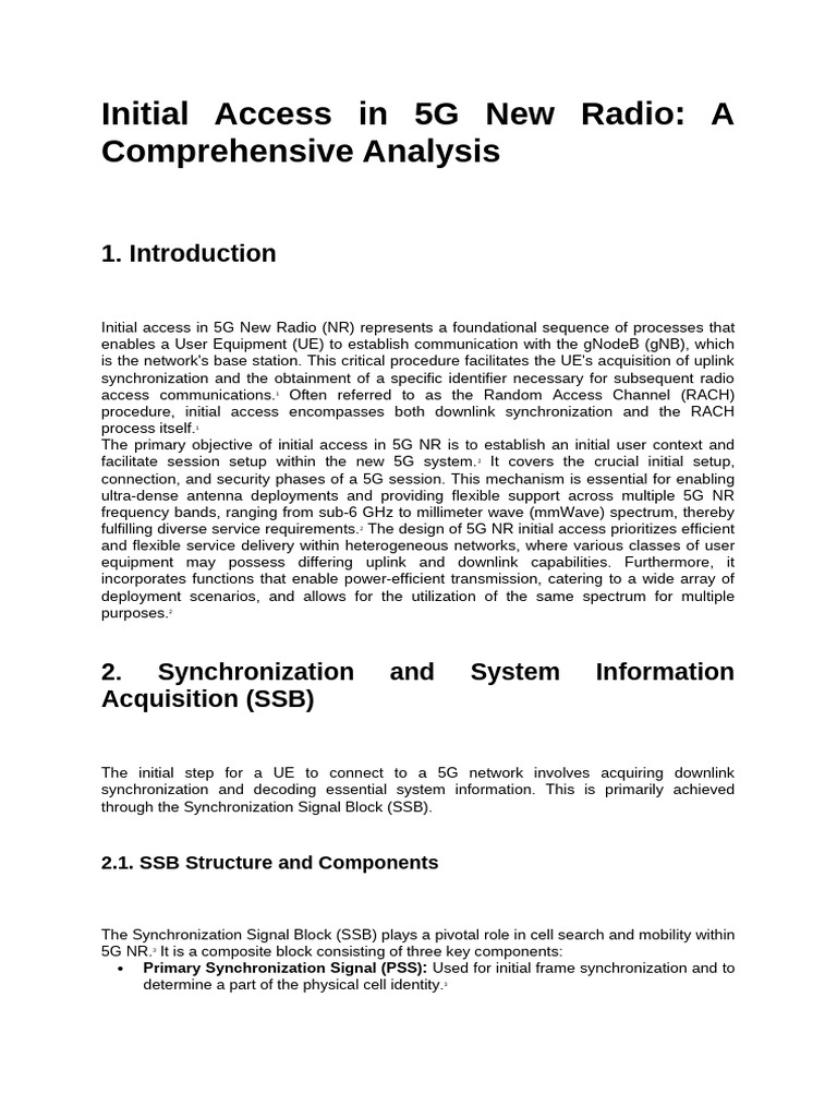 5G NR Initial Access and Synchronization | PDF | Orthogonal Frequency ...