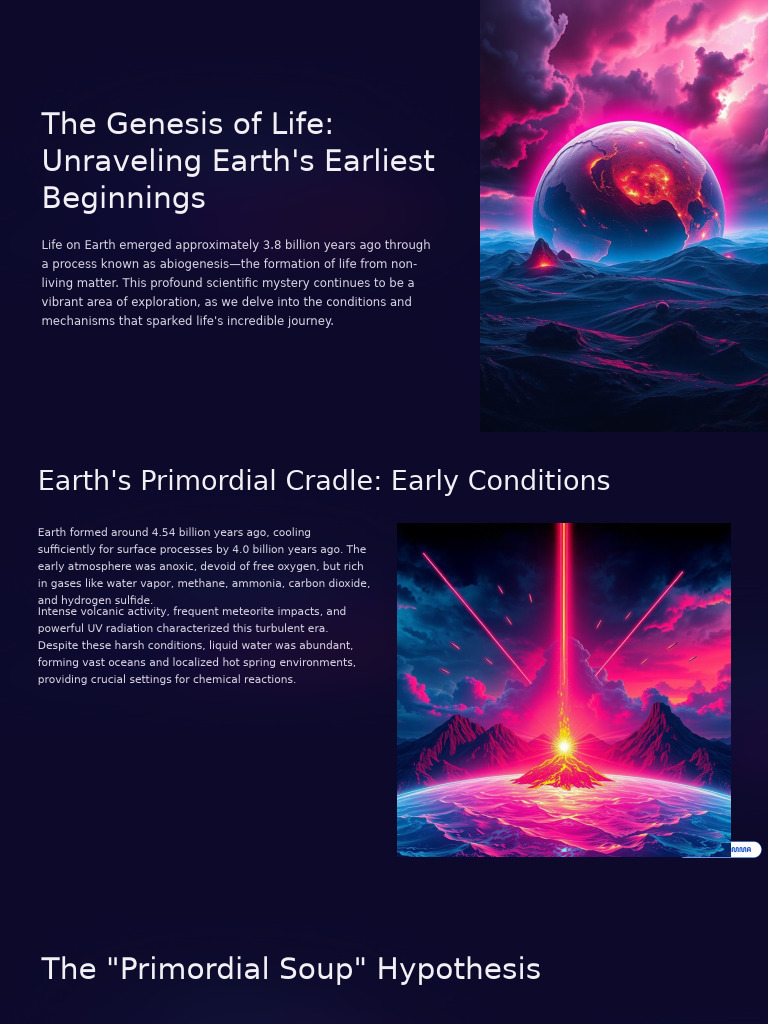 The Genesis of Life Unraveling Earths Earliest Beginnings | PDF ...
