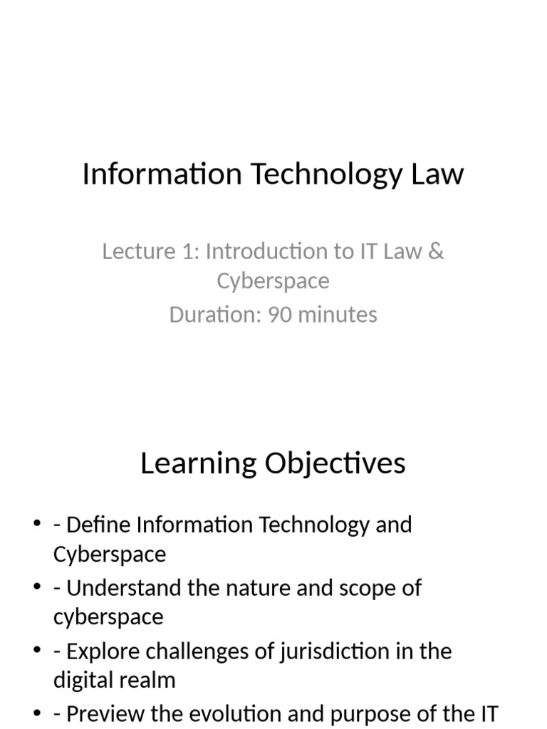 Introduction to IT Law & Cyberspace | PDF | Cyberspace | Information ...