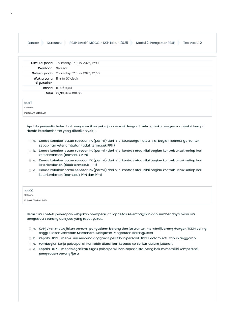 Tes Modul 2 PBJP KKP 2025 | PDF