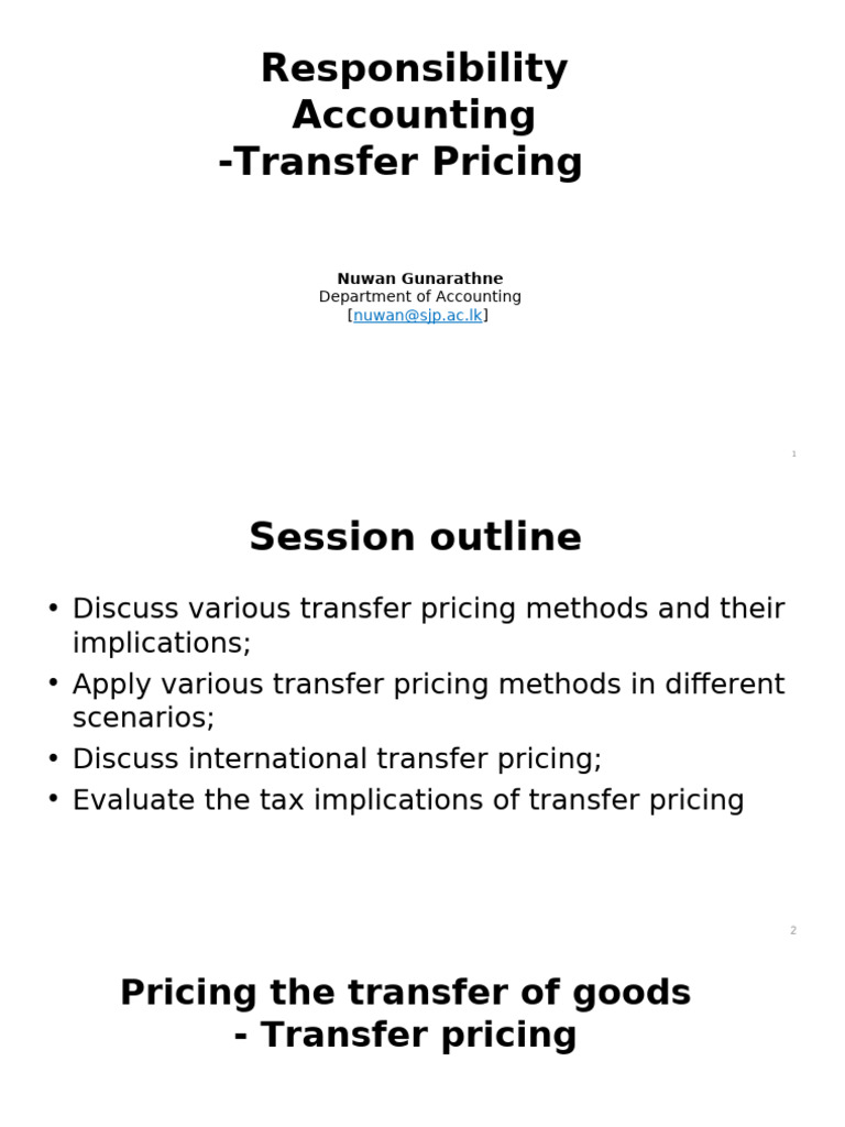 Transfer Pricing Methods and Tax Implications | PDF | Marginal Cost ...