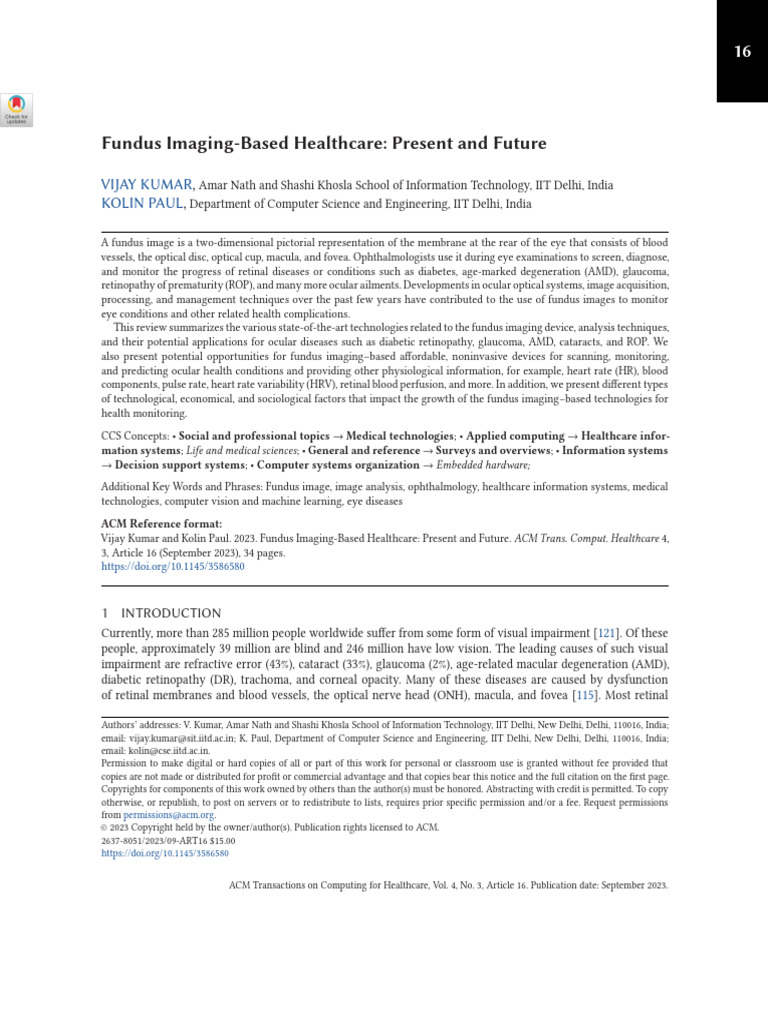 Fundus Imaging in Healthcare Advances | PDF | Medical Imaging | Retina