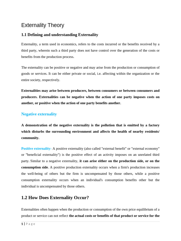 Externality and Its Impact On Market Price of The Product or Sercice ...