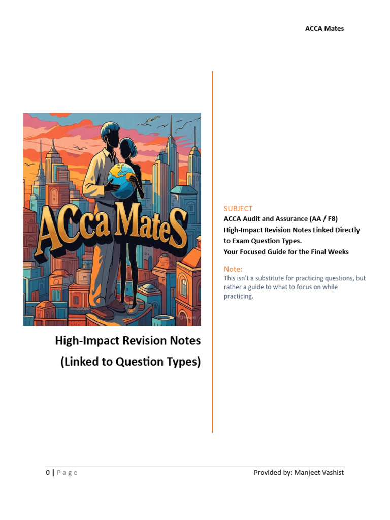 ACCA Audit and Assurance Revision Guide | PDF | Auditor's Report ...