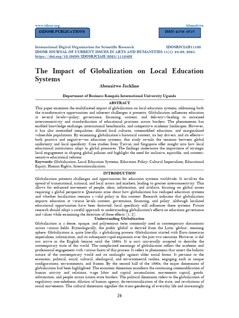 The Impact of Globalization On Local Education Systems (WWW - Kiu.ac ...