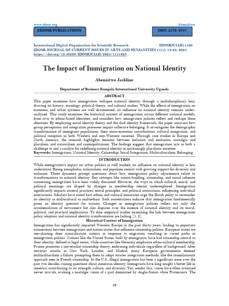 Immigration's Role in Shaping Identity | PDF | Identity (Social Science ...