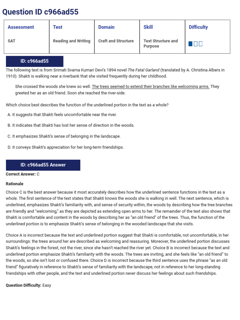 SAT Suite Question Bank - Results Craft and Structure Ansers | PDF ...
