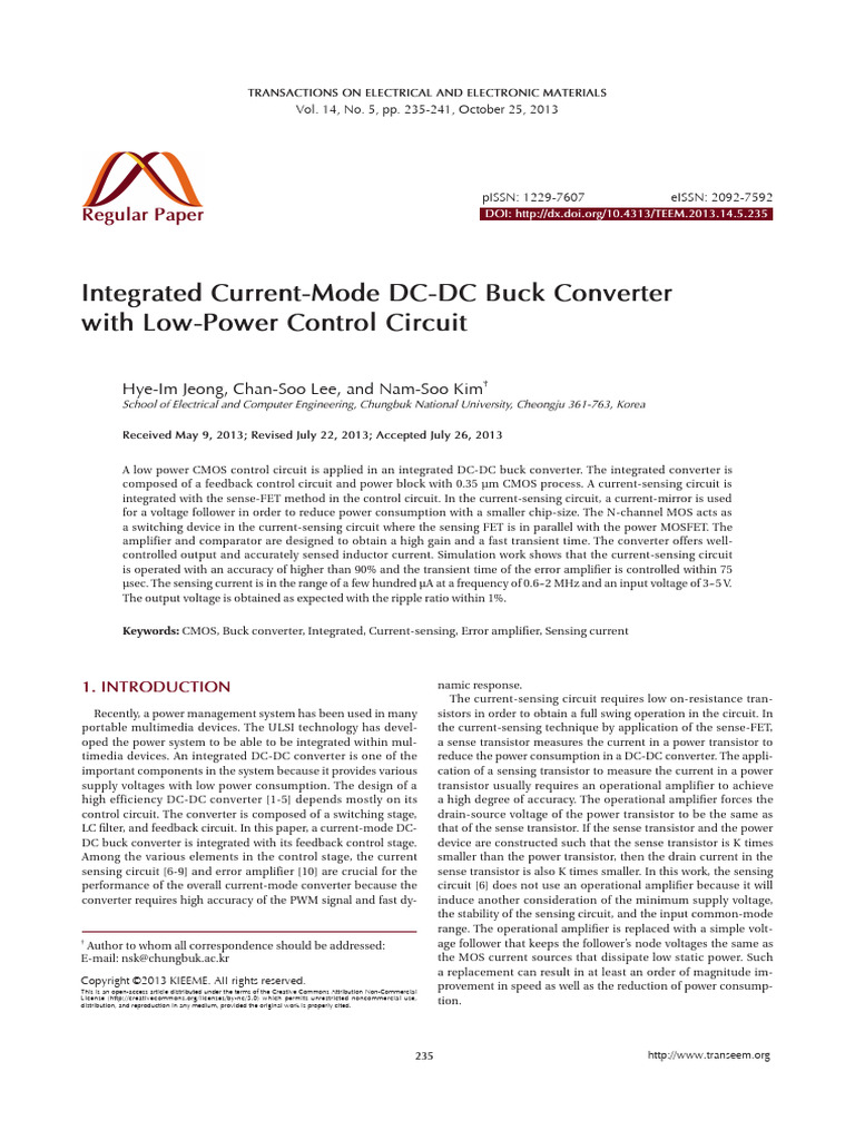 Integrated Current-Mode DC-DC Buck Converter With Low-Power Control ...