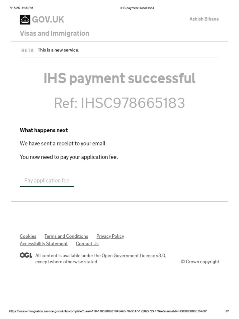 IHS Payment Confirmation Details | PDF