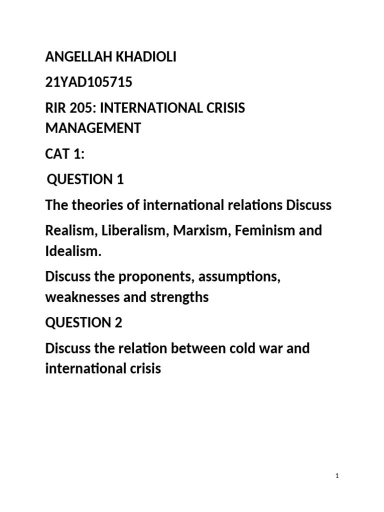 International Relations Theories Explained | PDF | Gender Studies ...