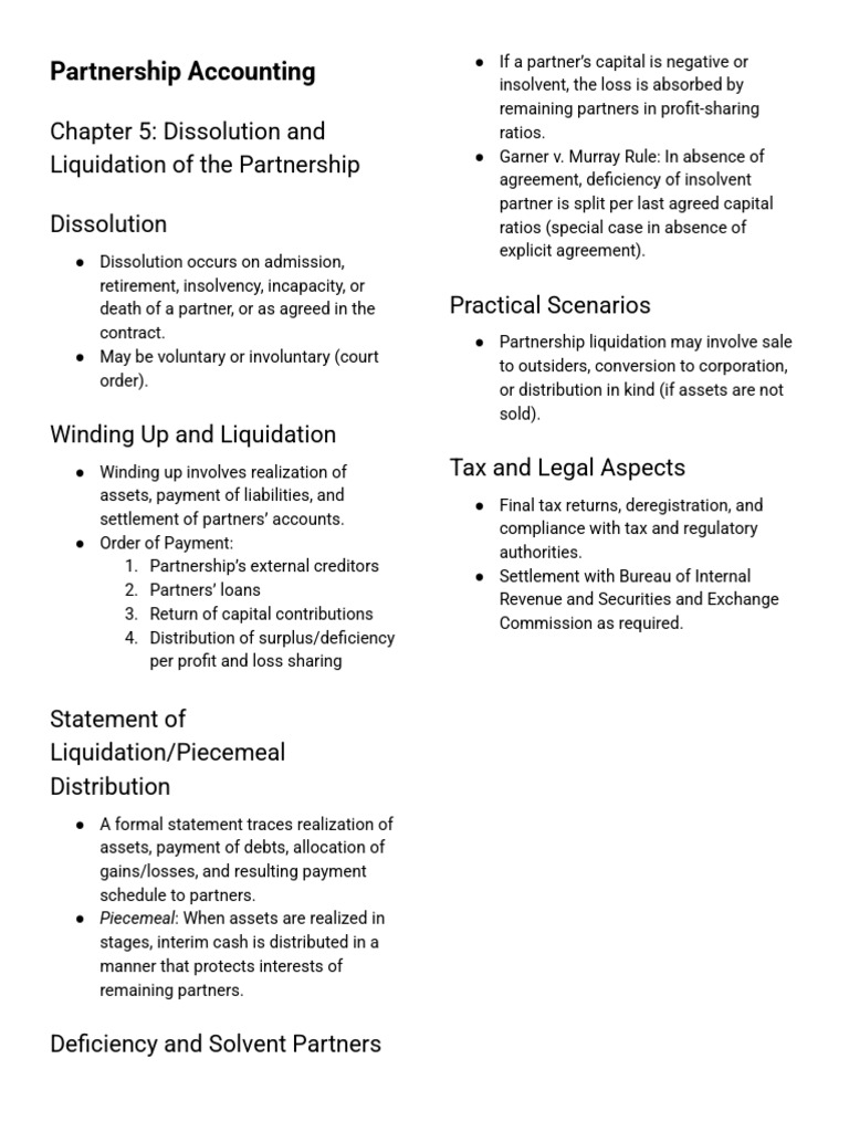 Partnership Dissolution and Liquidation Guide | PDF | Liquidation ...