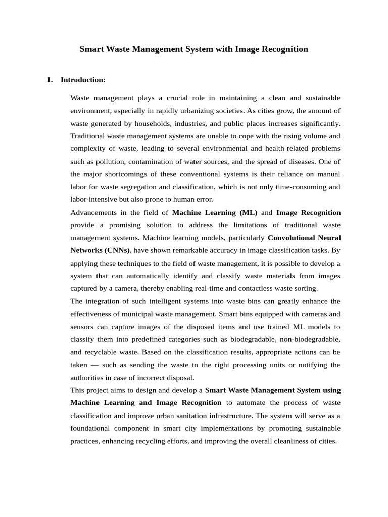 Smart Waste Management System With Image Recognition | PDF | Internet ...