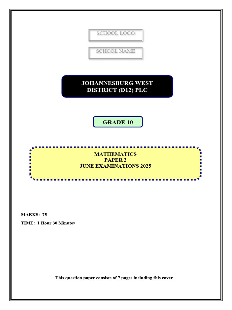 Grade 10 Mathematics P2 June 2025 | PDF | Rectangle | Euclid