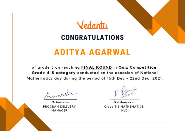Grade 5 Quiz Competition Finalists | PDF