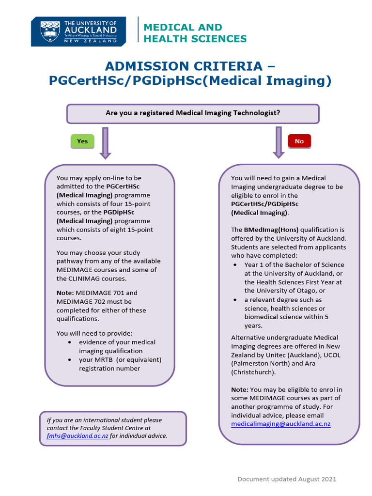 Admission Criteria Medical Imaging | PDF | Academic Degree | University ...