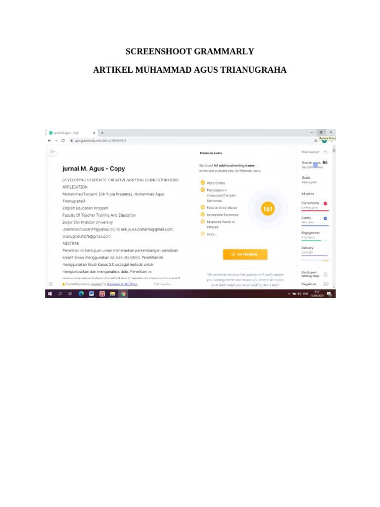 Screenshoot Grammarly Muhammad Agus Trianugraha | PDF