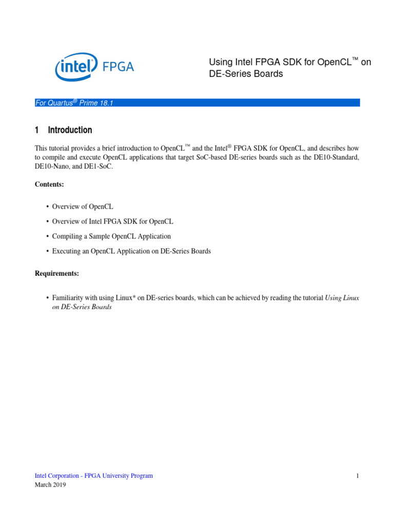 Intel FPGA OpenCL SDK Tutorial | PDF | Field Programmable Gate Array ...