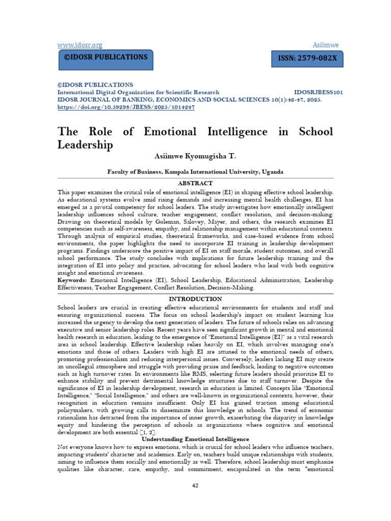 The Role of Emotional Intelligence in School Leadership (WWW - Kiu.ac ...