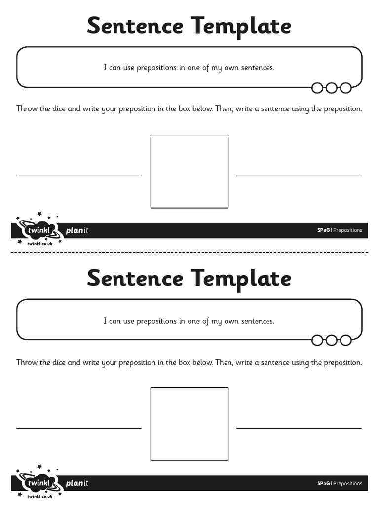 Preposition Sentence Template Activity | PDF