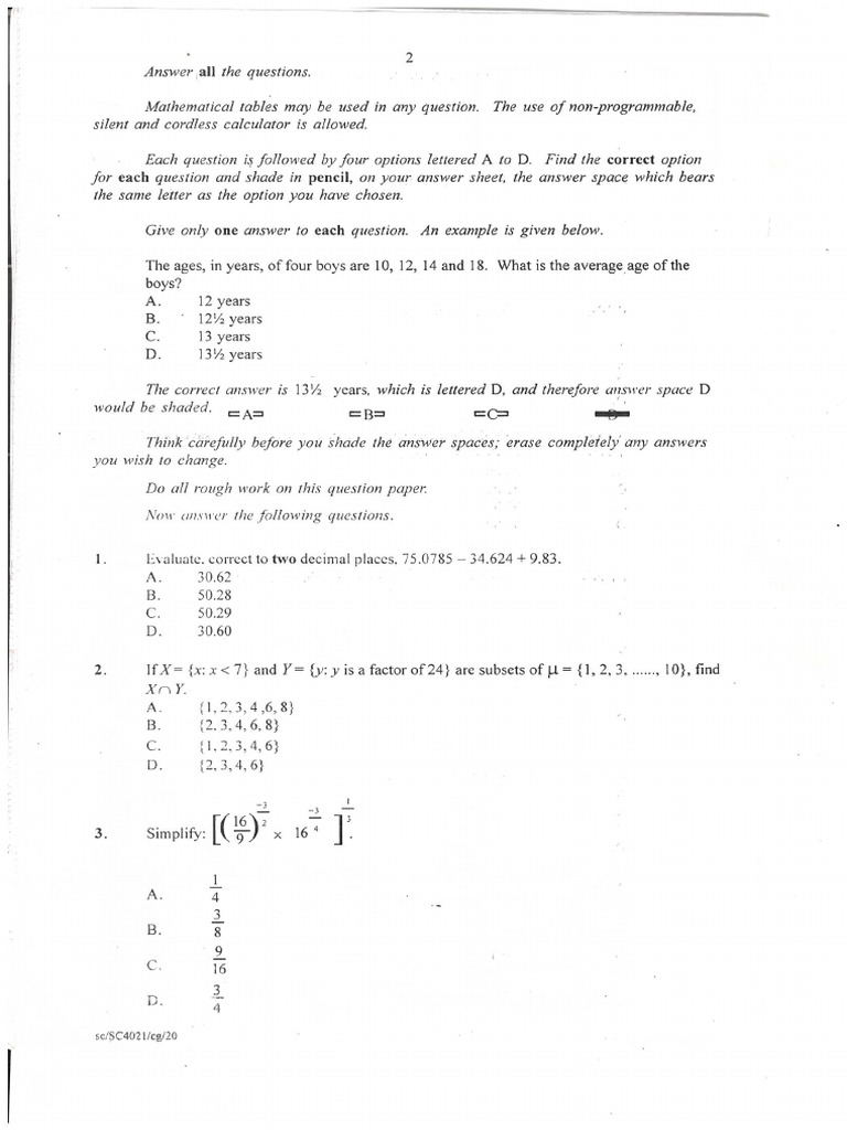 Core Math - 2020 | PDF