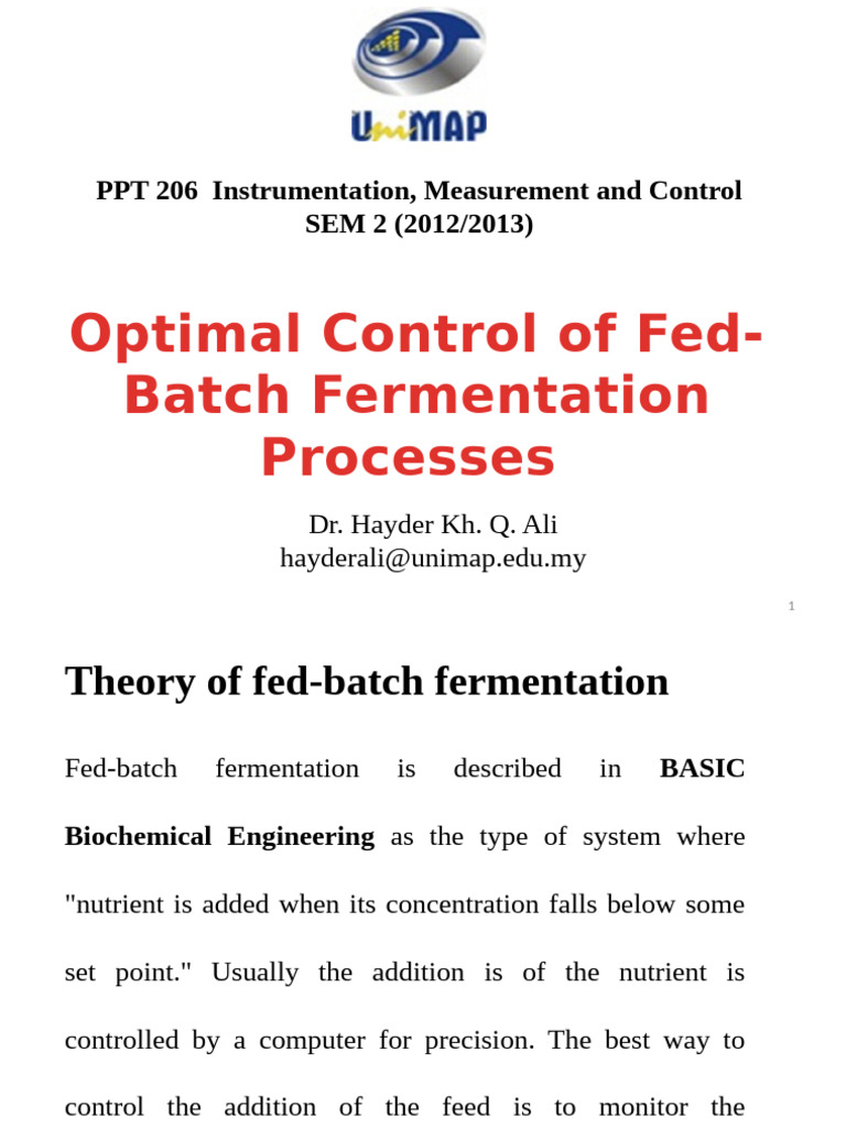 1812 - Fedbatch Fermentation | PDF | Biology | Chemistry