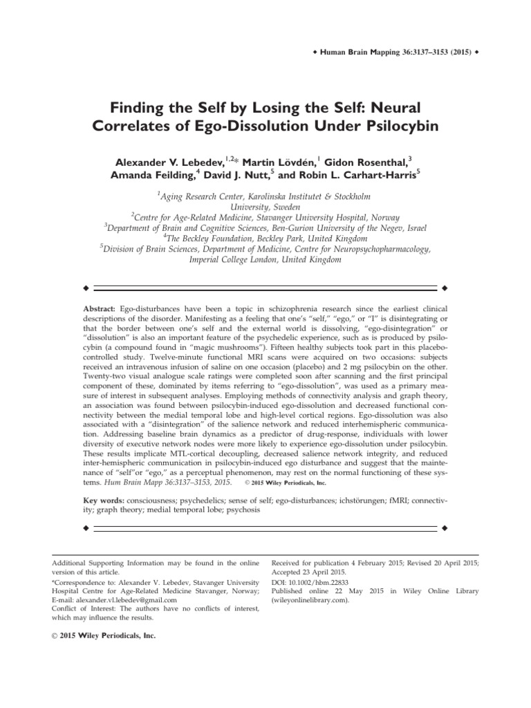 Human Brain Mapping - 2015 - Lebedev - Finding The Self by Losing The ...