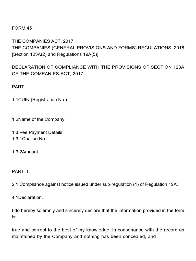 Form 45 Compliance Declaration | PDF | Government | Private Law
