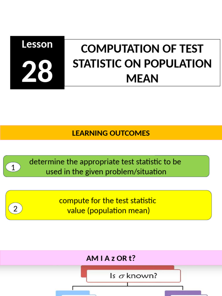 Calculating Test Statistics for Means | PDF | Standard Deviation ...