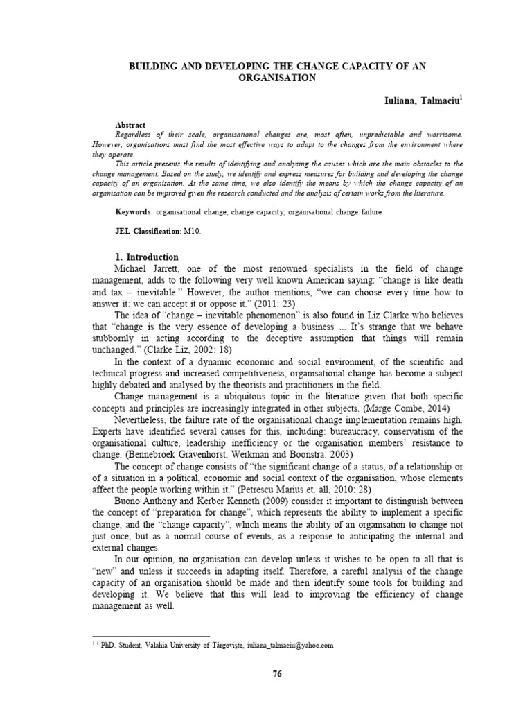 Enhancing Organizational Change Capacity | PDF | Change Management | Risk