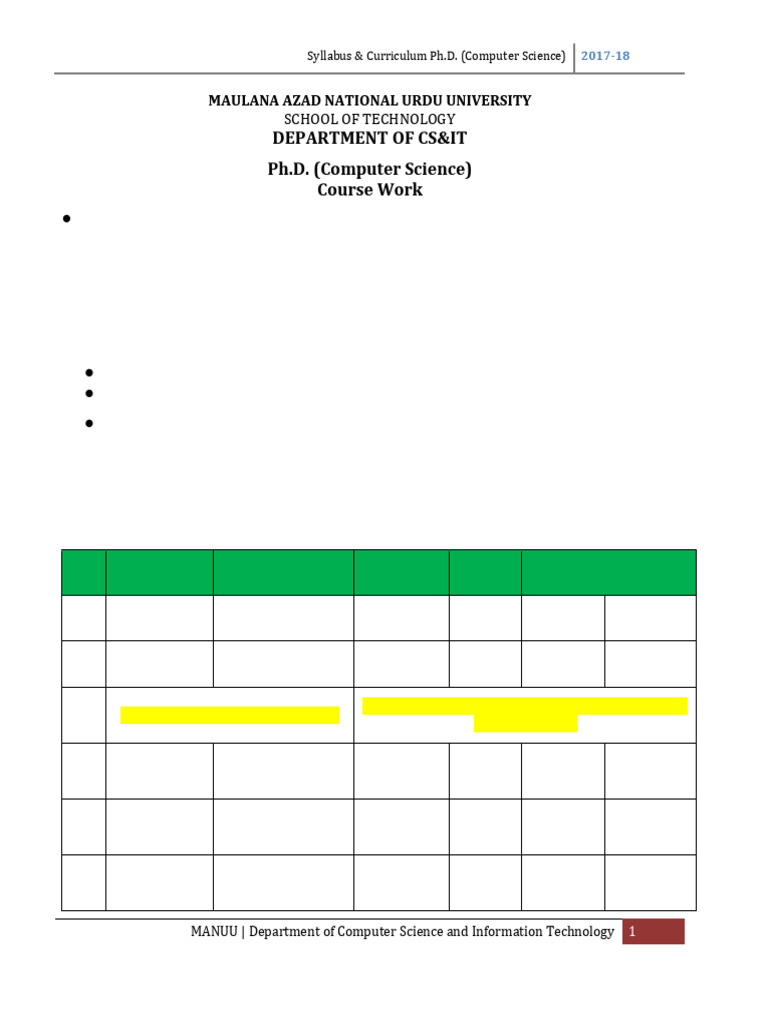 Ph.D. Computer Science Syllabus 2017-18 | PDF | Parallel Computing ...