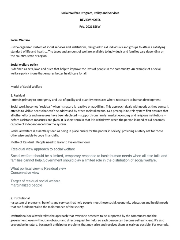 Overview of Social Welfare Policies | PDF | Human Trafficking | Social ...