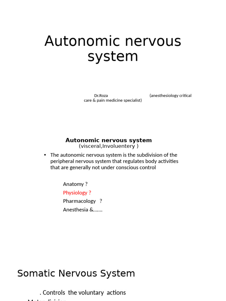 Understanding the Autonomic Nervous System | PDF | Autonomic Nervous ...