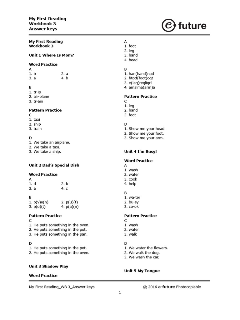 My First Reading Workbook 3 Answers | PDF | Taste