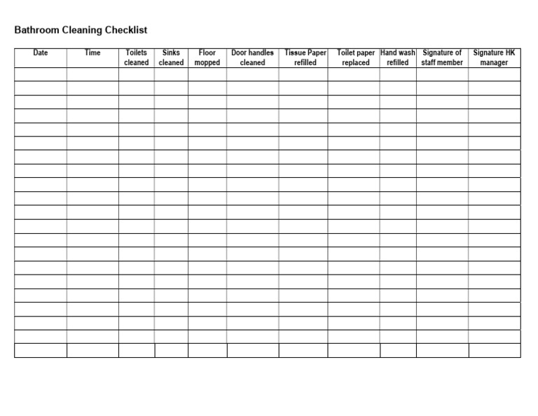 Bathroom Cleaning Checklist | PDF