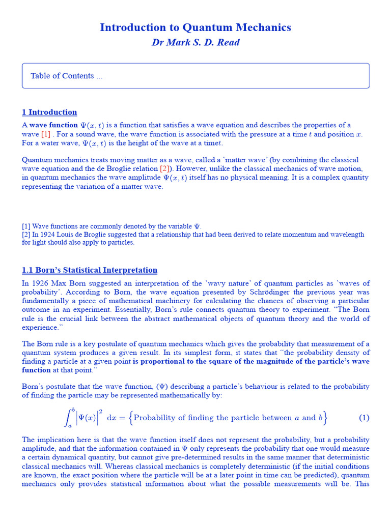 Introduction to Quantum Mechanics | PDF | Wave Function | Quantum Mechanics