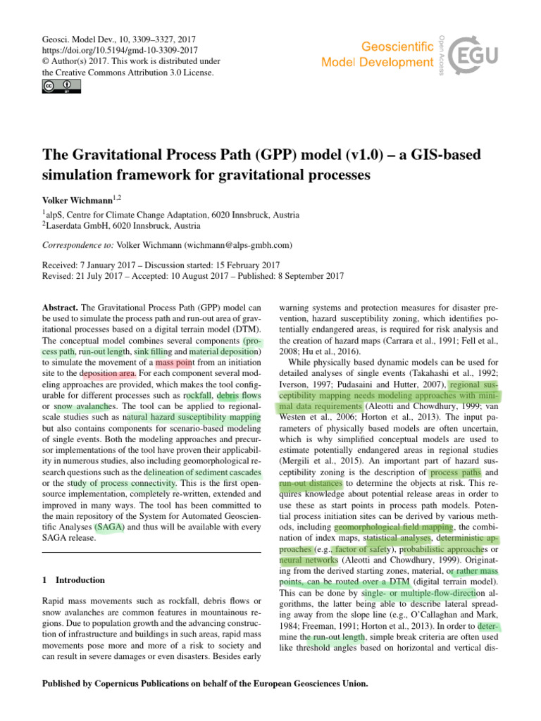 GPP Model: GIS for Gravitational Processes | PDF | Friction | Velocity