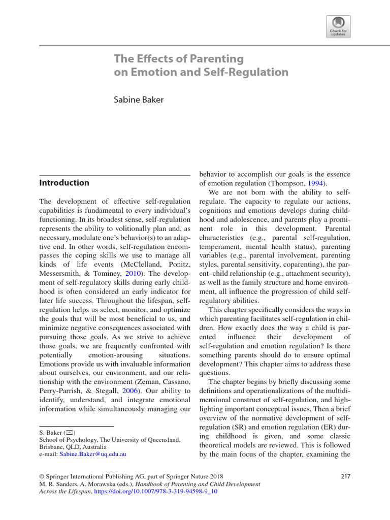 Parenting's Impact on Child Self-Regulation | PDF | Emotional Self ...