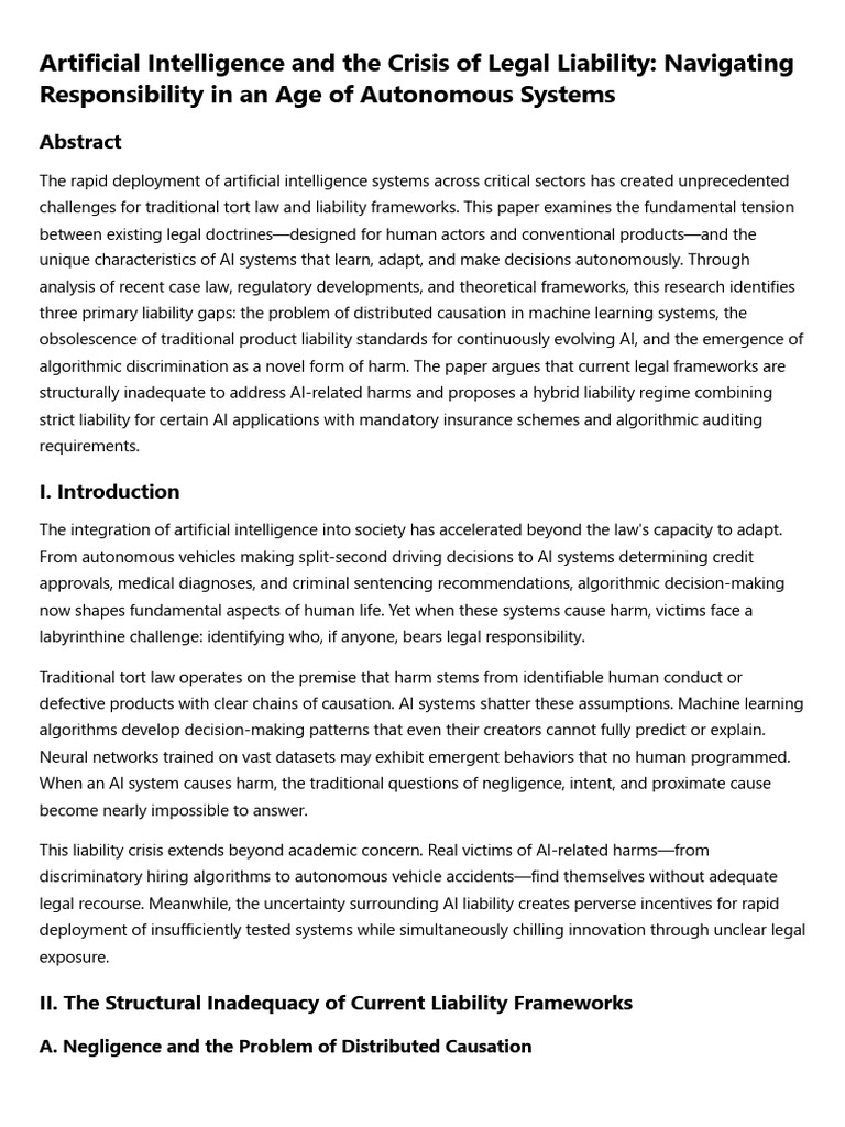 Legal Challenges of AI Liability | PDF | Artificial Intelligence ...