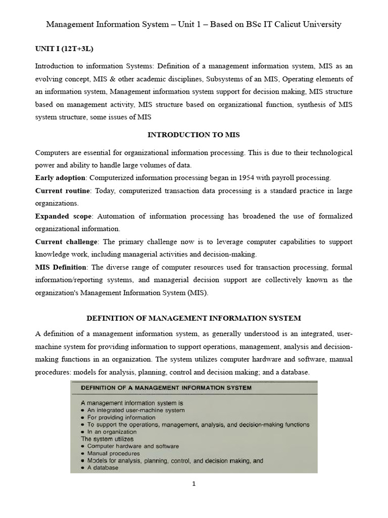 MIS Structure by Management Activity | PDF | Information System | System