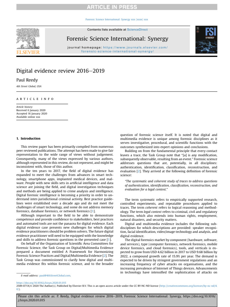 Digital Evidence Review 2016-2019 | PDF | Digital Forensics | Forensic ...