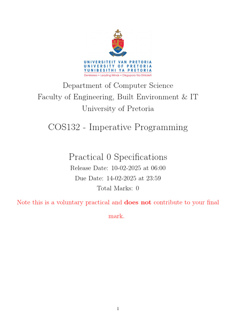COS132 Practical 0 Instructions | PDF | Plagiarism | C++